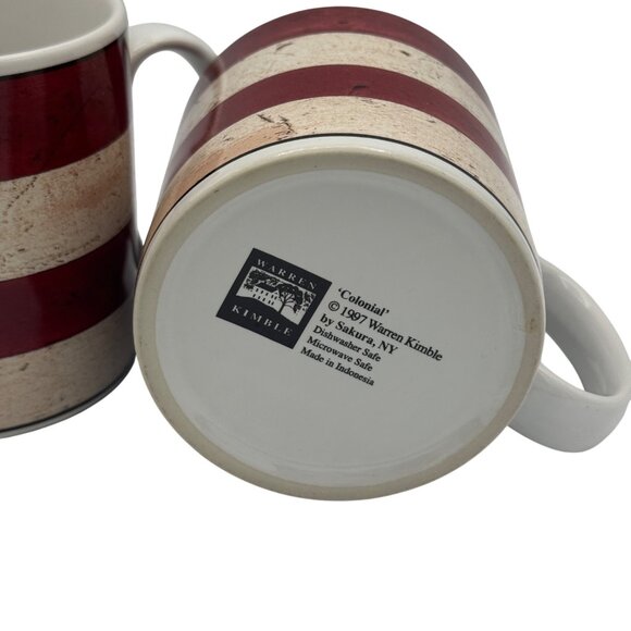 Warren Kimble Colonial  American Flag Mugs Set Of 2 Microwave/Dishwasher Safe - Picture 4 of 4